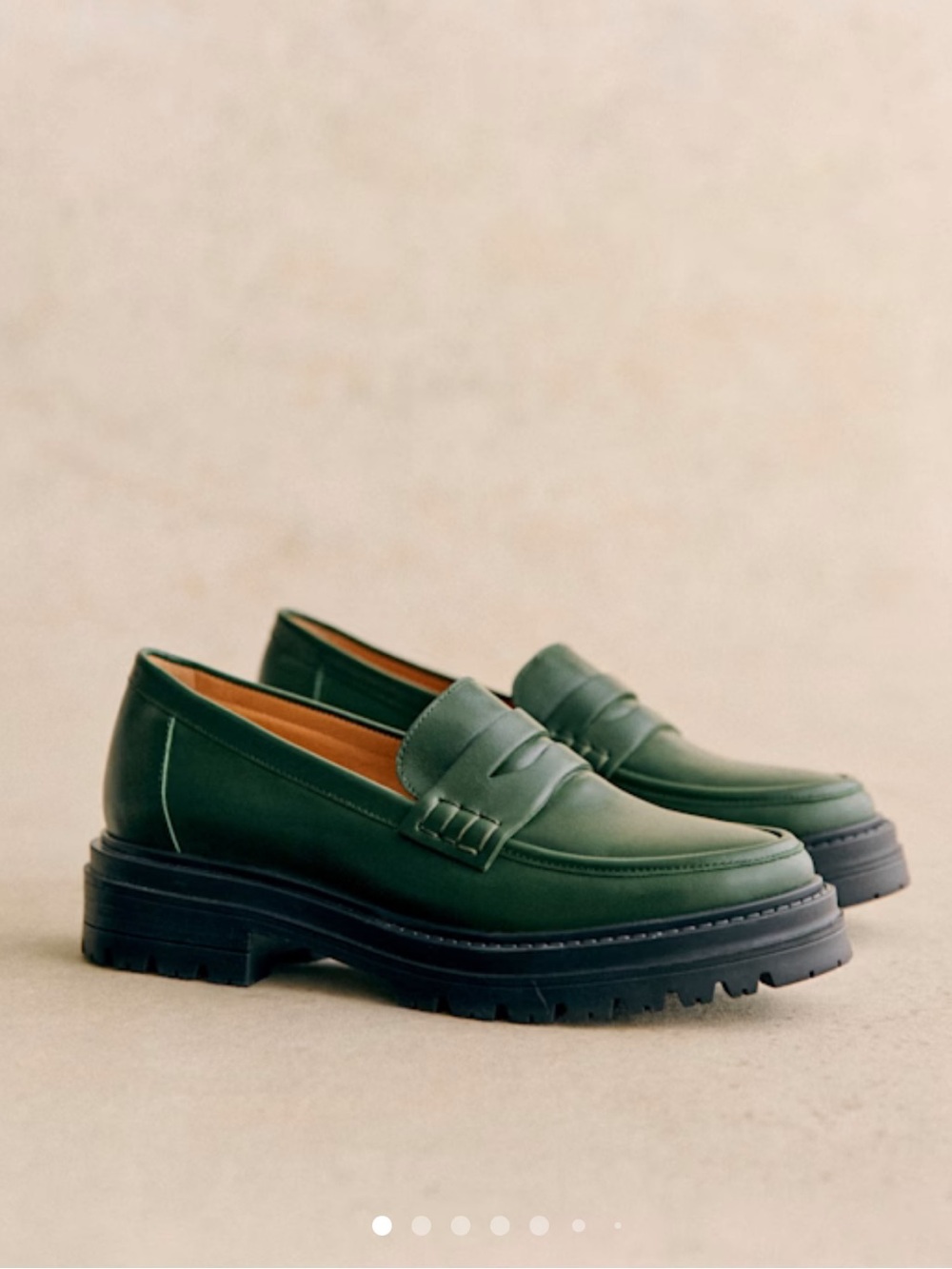 Sezane albine loafers (smooth green) size 37